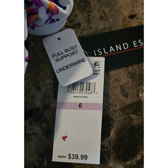 NWT Island Escape Women White Floral-Print Twist-Front Swim Tankini Top Size 6 - Picture 6 of 6